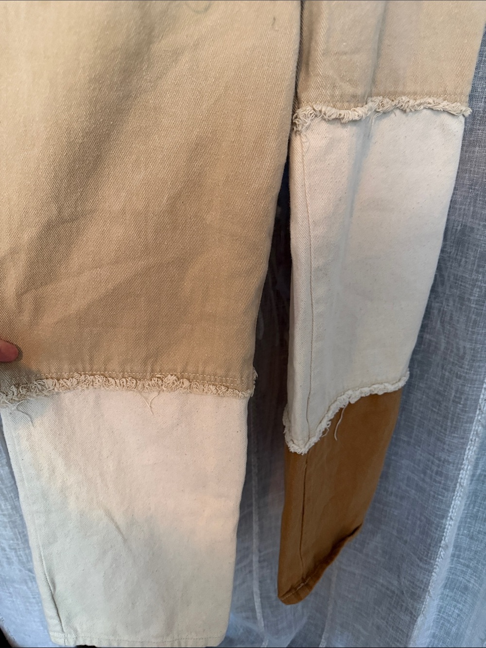 Blue Blush Patchwork Cotton Denim Patchwork Boho Large Overalls - Neutral Multi - Picture 7 of 12